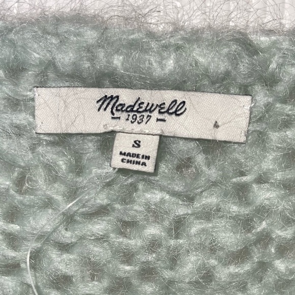NWT MADEWELL Seafoam Mint Hand Knit Cloudloft Pullover Oversized Sweater Small - Picture 8 of 9